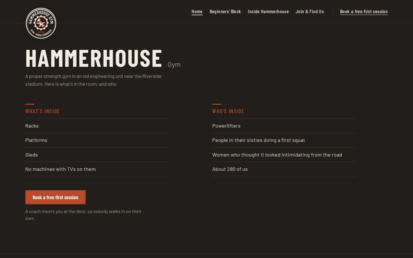 Hammerhouse home page on a desktop screen